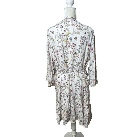 GAP Size XXL Floral Wrap Dress Ruffle 3/4 Sleeve Flowers 2X White V Neck - Picture 2 of 11